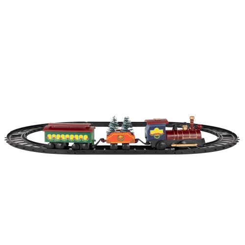 Ensemble de train de Noël animé transportant des pins givrés - 9 pièces