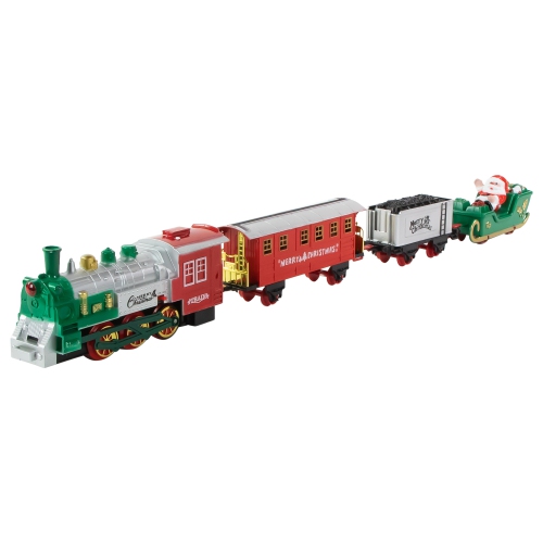 Lighted and Animated Christmas Train Set with Raised Track and Sound - 36pc - Red and Green
