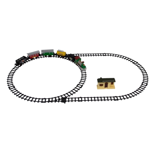 Ensemble de train classique animé à piles noir et vert de 18 pièces