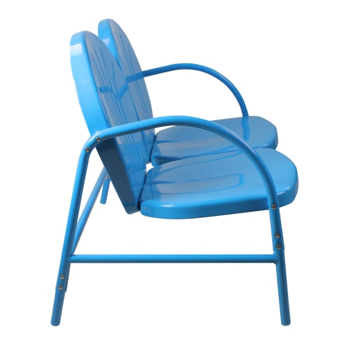 47-Inch Outdoor Retro Tulip Steel Loveseat, Sky Blue