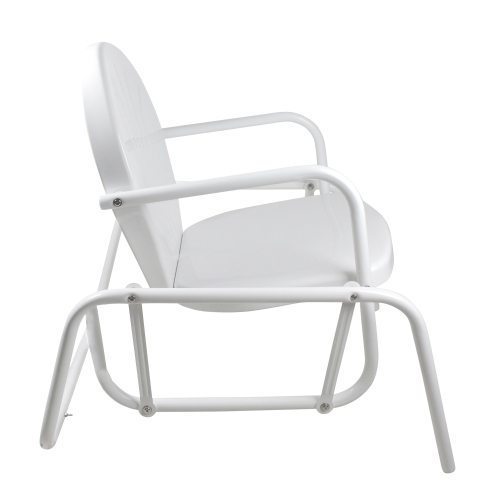 Outdoor Retro Metal Tulip Glider Patio Chair, White