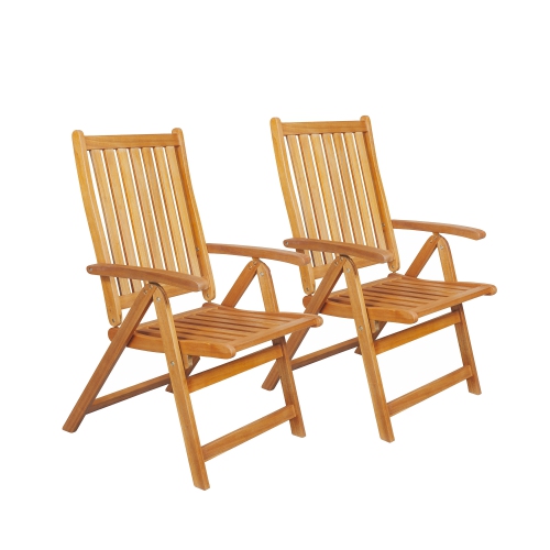 NORTHLIGHT  Set Of 2 Acacia Folding Chairs Outdoor Patio Furniture 42" In Brown 