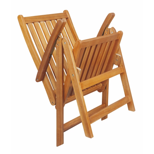 Set of 2 Brown Acacia Folding Chairs Outdoor Patio Furniture 42"