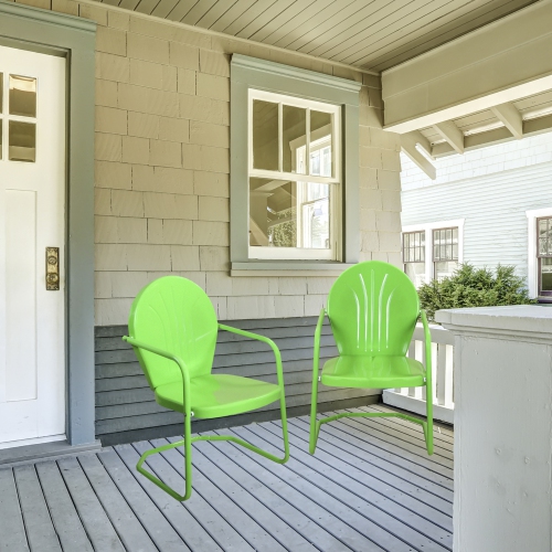 34-Inch Outdoor Retro Tulip Steel Armchair, Lime Green