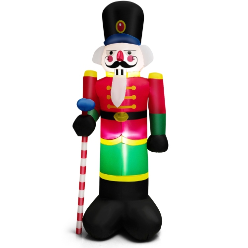 Costway 8FT Inflatable Nutcracker Soldier w/ 2 Built-in LED Lights, Sandbags & Air Blower
