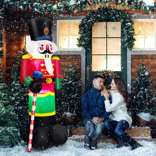 Costway 8FT Inflatable Nutcracker Soldier w/ 2 Built-in LED Lights, Sandbags & Air Blower