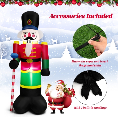 Costway 8FT Inflatable Nutcracker Soldier w/ 2 Built-in LED Lights, Sandbags & Air Blower