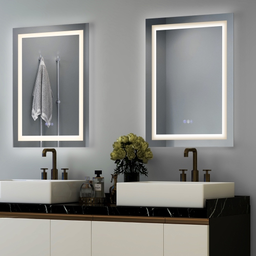 Miroir mural de maquillage pour salle de bain de 32 x 24 po avec fini antibuée coloré de Costway