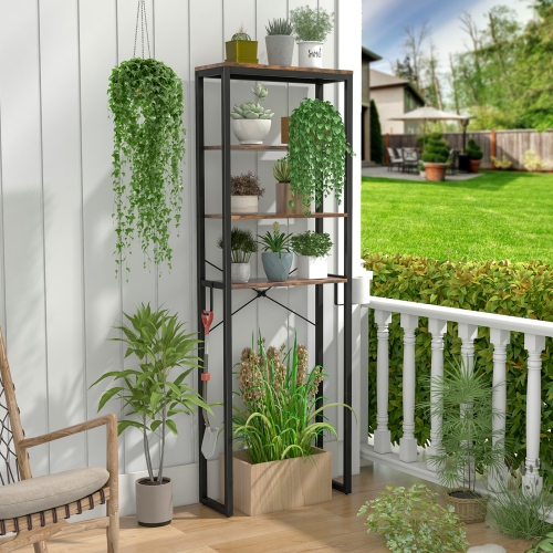 Costway 4-Tier Over the Toilet Storage Rack Freestanding Bathroom Organizer Rustic Brown