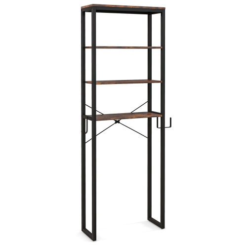 Costway 4-Tier Over the Toilet Storage Rack Freestanding Bathroom Organizer Rustic Brown