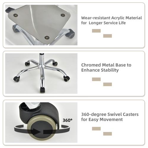 Costway Rolling Acrylic Armless Desk Chair Swivel Vanity Ghost Chair Adjustable Height