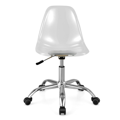 Costway Rolling Acrylic Armless Desk Chair Swivel Vanity Ghost Chair Adjustable Height