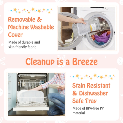 Babyjoy Baby Travel Booster Seat with Double Tray Portable Folding Toddler Dining Chair