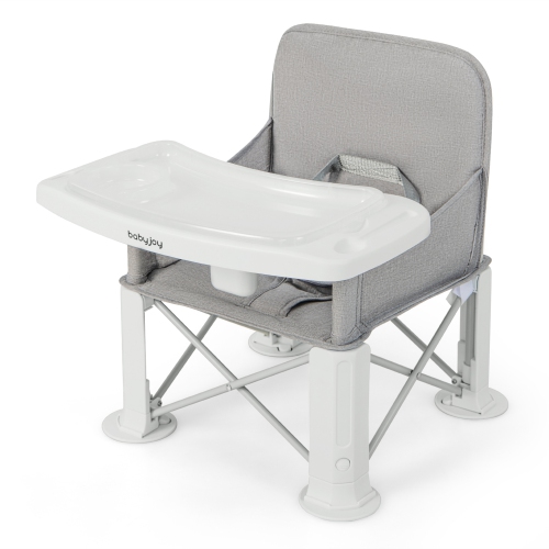 Babyjoy Baby Travel Booster Seat with Double Tray Portable Folding Toddler Dining Chair