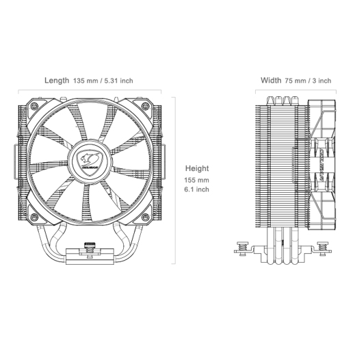 Cougar Forza 50 Essential Single High Performance Air Cooler NHP 120 Fan x1