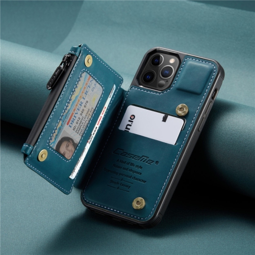 CaseMe Retro Luxury Zipper Wallet Case Cover for iPhone 13 with Card Slots Waterproof PVC - Free Shipping