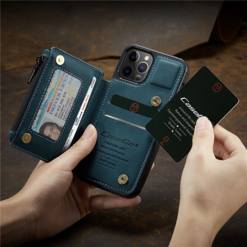 CaseMe Retro Luxury Zipper Wallet Case Cover for iPhone 13 with Card Slots Waterproof PVC - Free Shipping