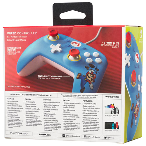 PowerA Wired Controller for Switch - Mario Brick Breaker
