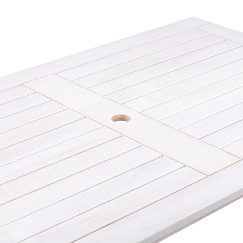 CorLiving Miramar White Washed Wood Outdoor Dining Set - 5pc