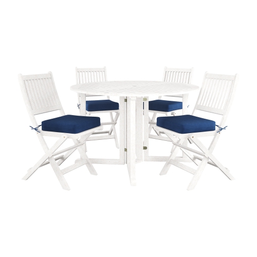 Ensemble de salle à manger d'extérieur pliable en bois blanc délavé Miramar de CorLiving - Ensemble de 5pc