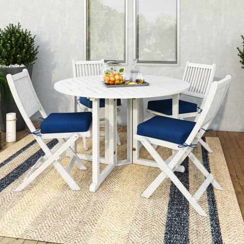 CorLiving Miramar White Washed Wood Outdoor Folding Dining 5pc Set