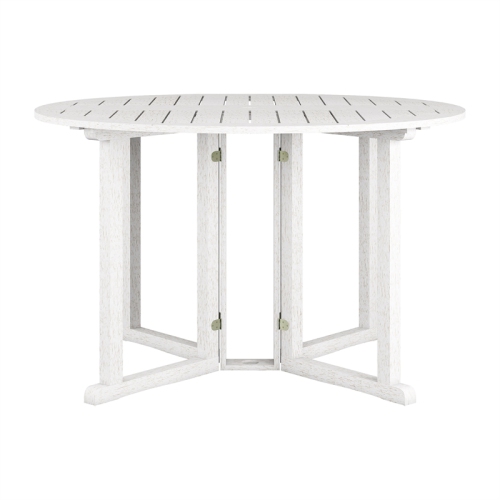 CorLiving Miramar White Washed Wood Outdoor Folding Dining 5pc Set