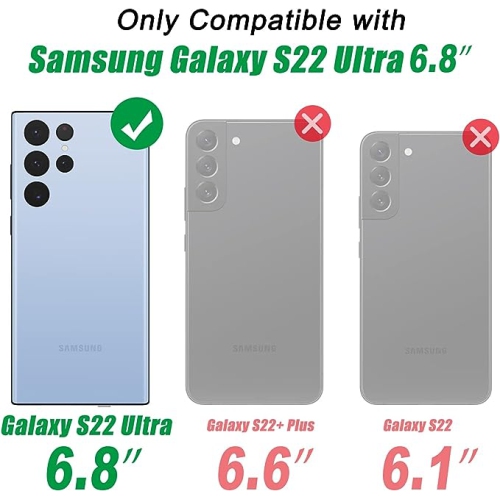 XCRS Dual-Layer Slim Design Armor Protection Cover, Built-in Magnetic Ring with Kickstand Case for Samsung Galaxy S22 Ultra(6.8 Inches)