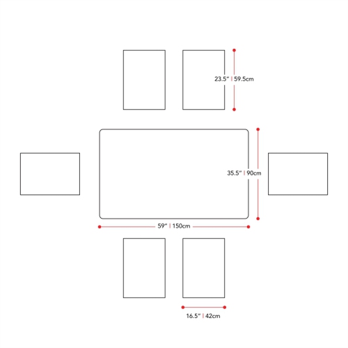 CorLiving Miramar White Washed Wood Outdoor Dining Set - 7pc