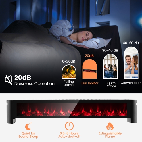 Costway 1400W Electric Baseboard Heater Convection Space Heater with Realistic 3D Flame