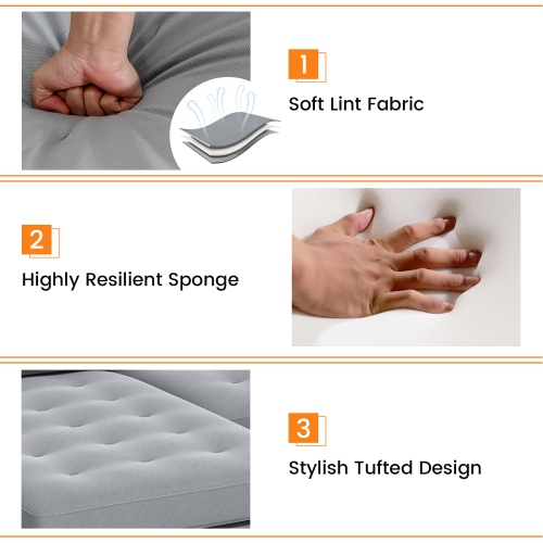 Costway Modular L-shaped Sectional Sofa with Reversible Chaise & 2 USB Ports Ash Grey