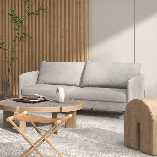 Sofa moderne avec causeuse de 76 po de Costway pour salon - Dortoir d'appartement avec pattes en métal - Gris
