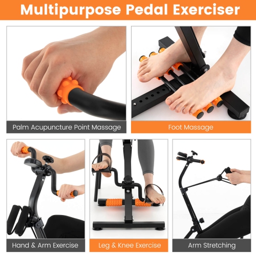 Costway Adjustable LCD Pedal Exercise Bike withMassage Total Body Fitness Rehab Equipment