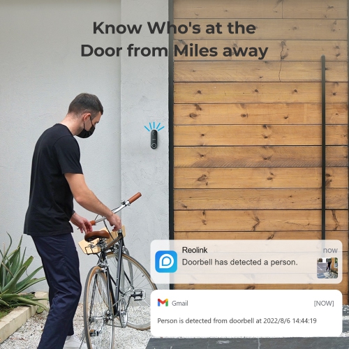 Sonnette vidéo Wi-Fi de Reolink, sonnette vidéo intelligente Wi-Fi avec fil 2K+ avec carillon, détection de personne, caméra de sécurité de la porte
