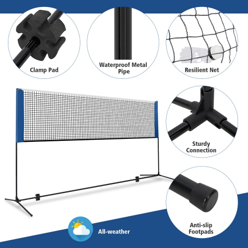 Gymax 14FT Adjustable Badminton Net Set W/2 Shuttlecocks Portable Carry Bag