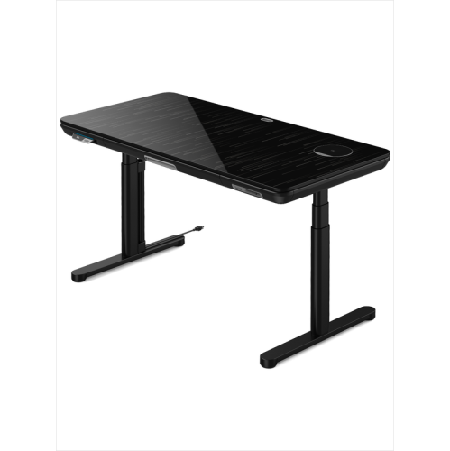 ERGOAV  Ergofx Adjustable Height Sit Stand Desk \w Galaxy Glass, Built In Wireless Charger, USB Ports, Integrated Power Strip And Cable Management
