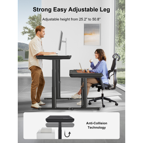 ErgoFx Adjustable Height Sit Stand Desk with Galaxy Glass, Built In Wireless Charger, USB Ports, Integrated Power Strip and Cable Management