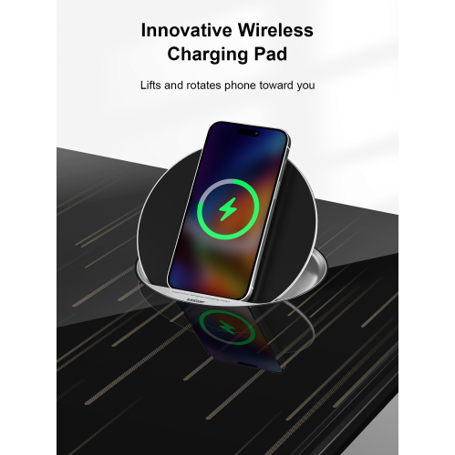 ErgoFx Adjustable Height Sit Stand Desk with Galaxy Glass, Built In Wireless Charger, USB Ports, Integrated Power Strip and Cable Management