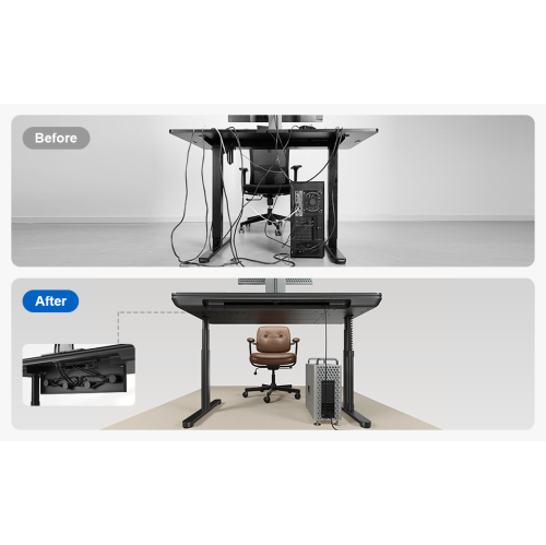 ErgoFx Adjustable Height Sit Stand Desk with Galaxy Glass, Built In Wireless Charger, USB Ports, Integrated Power Strip and Cable Management