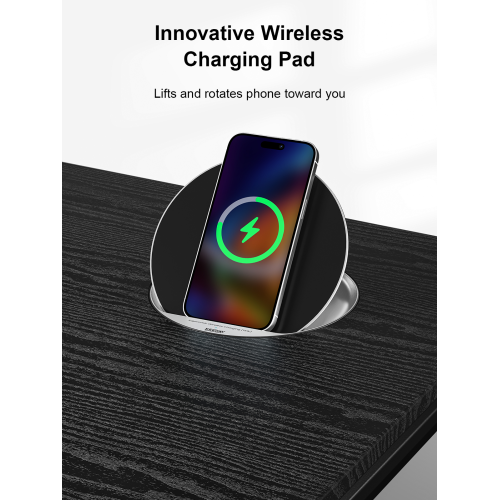 ErgoFx Adjustable Height Sit Stand Desk with Black Finish Top, Built In Wireless Charger, USB Ports, Integrated Power Strip and Cable Management