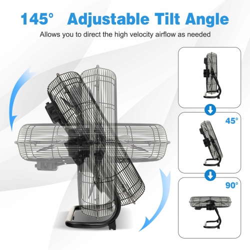 Costway 20 Inches High Velocity Floor Fan, Portable Pivoting Fan with 3 Powerful Speeds