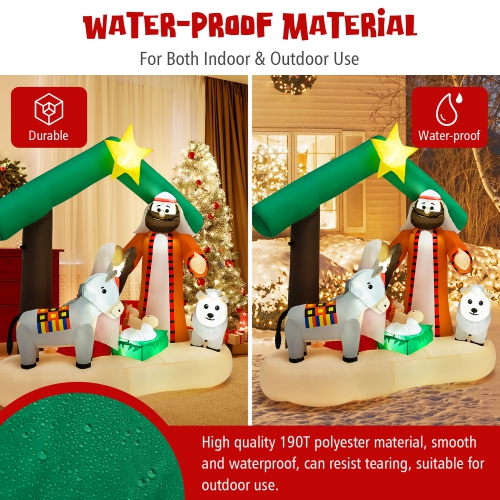 Costway 6.7FT Christmas Inflatable Nativity Scene w/ LEDs & Built-in Air Blower