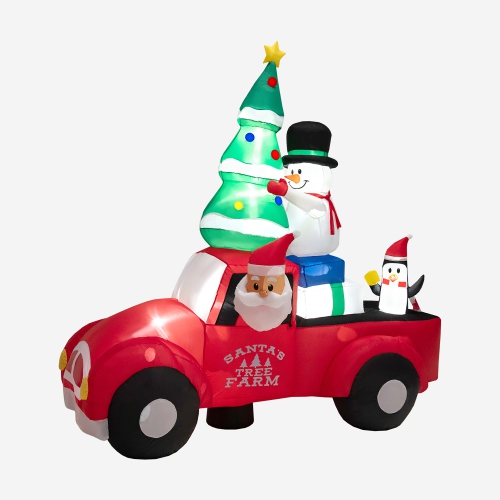 Costway 8FT Wide Inflatable Santa Claus Driving a Car w/ LEDs & Air Blower