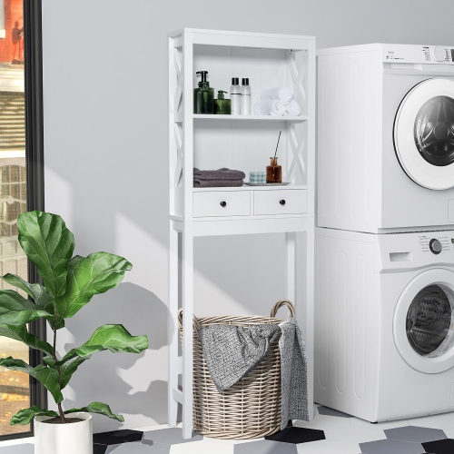 Costway Over the Toilet Storage Rack Bathroom Space Saver with 2 Open Shelves & Drawers