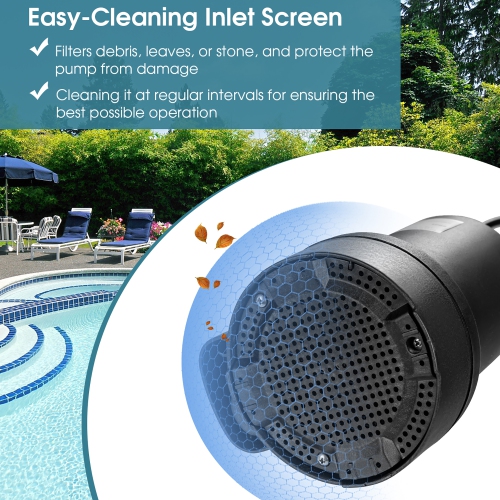 Pompe à eau électrique portative 1/3 HP 2400GPH de Costway submersible, cordon de 10 pi