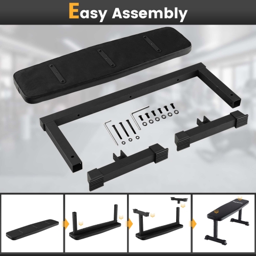 Superfit 660LBS Heavy Duty Flat Weight Bench for Multipurpose Full Body Strength Training