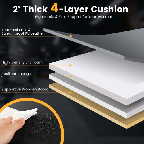 Superfit 660LBS Heavy Duty Flat Weight Bench for Multipurpose Full Body Strength Training