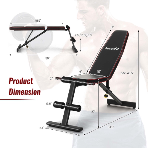 Banc de musculation réglable Superfit pour gym à domicile incliné Full Body Strength Training de Superfit