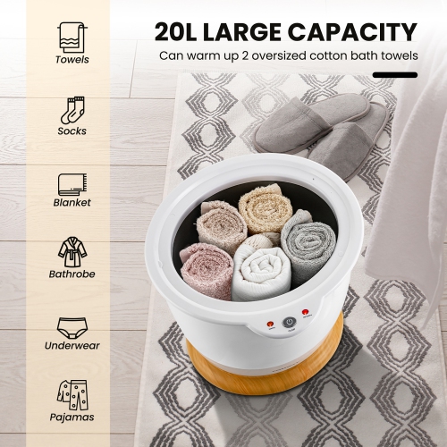 Costway Bathroom Towel Warmer Bucket w/ Fragrance Holder & Auto Shut Off White