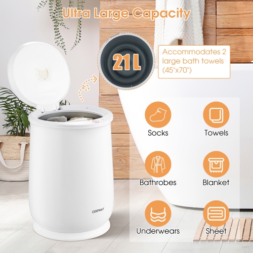 Costway 21L Large Capacity Towel Warmer with Flip-top Lid, Auto Shut off Fragrance Holder