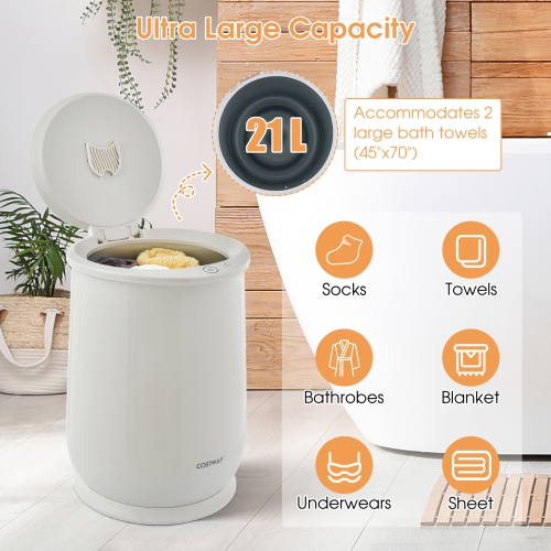 Costway 21L Bathroom Towel Warmer Bucket Spa Towel Heater Auto Shut Off Grey